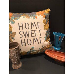 DOMAIN Home Sweet Home Autumn Colors Down Pillow - Gray, Teal, Gold & Orange
